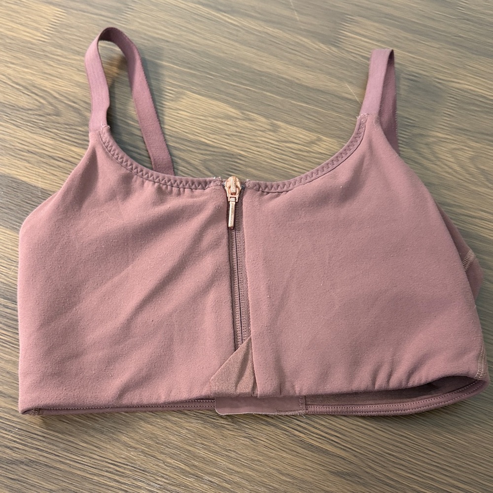 Athleta Dusty Rose Zip Sports Bra Sz XS